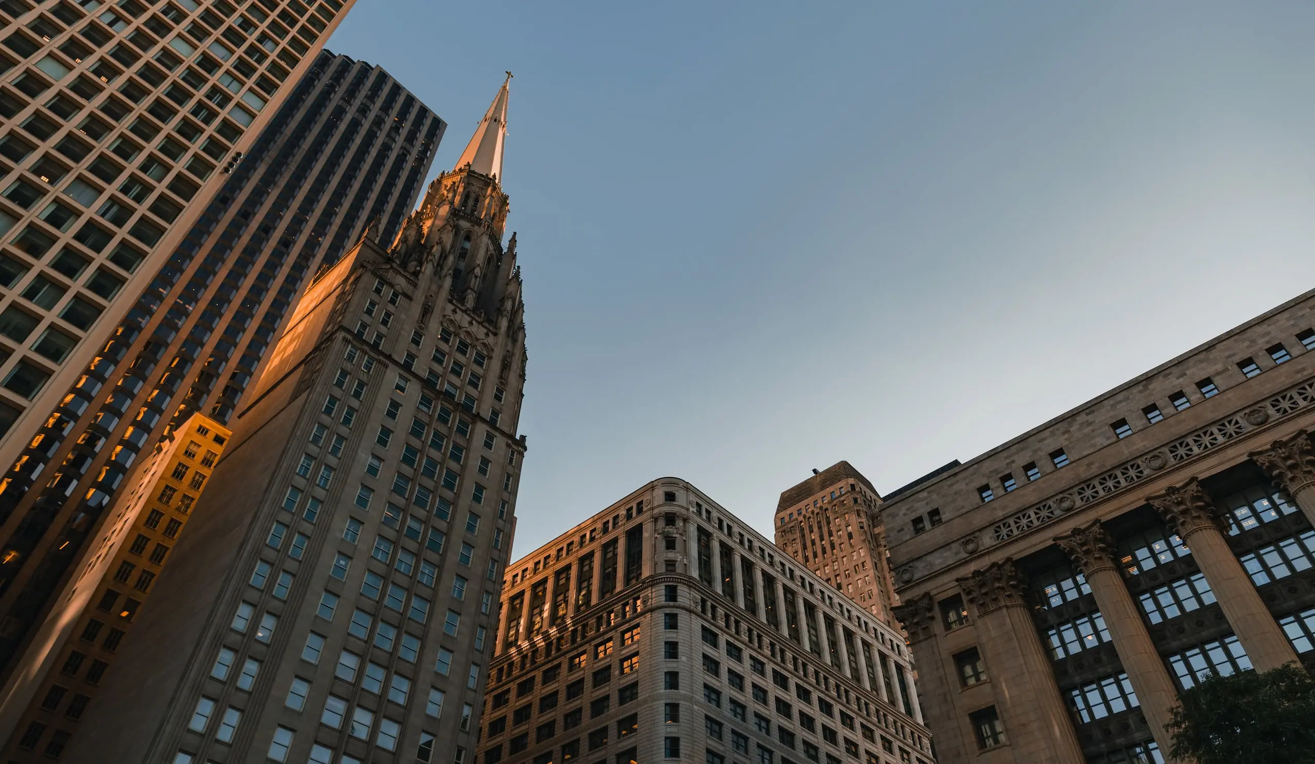 Chicago buildings viewed from street level